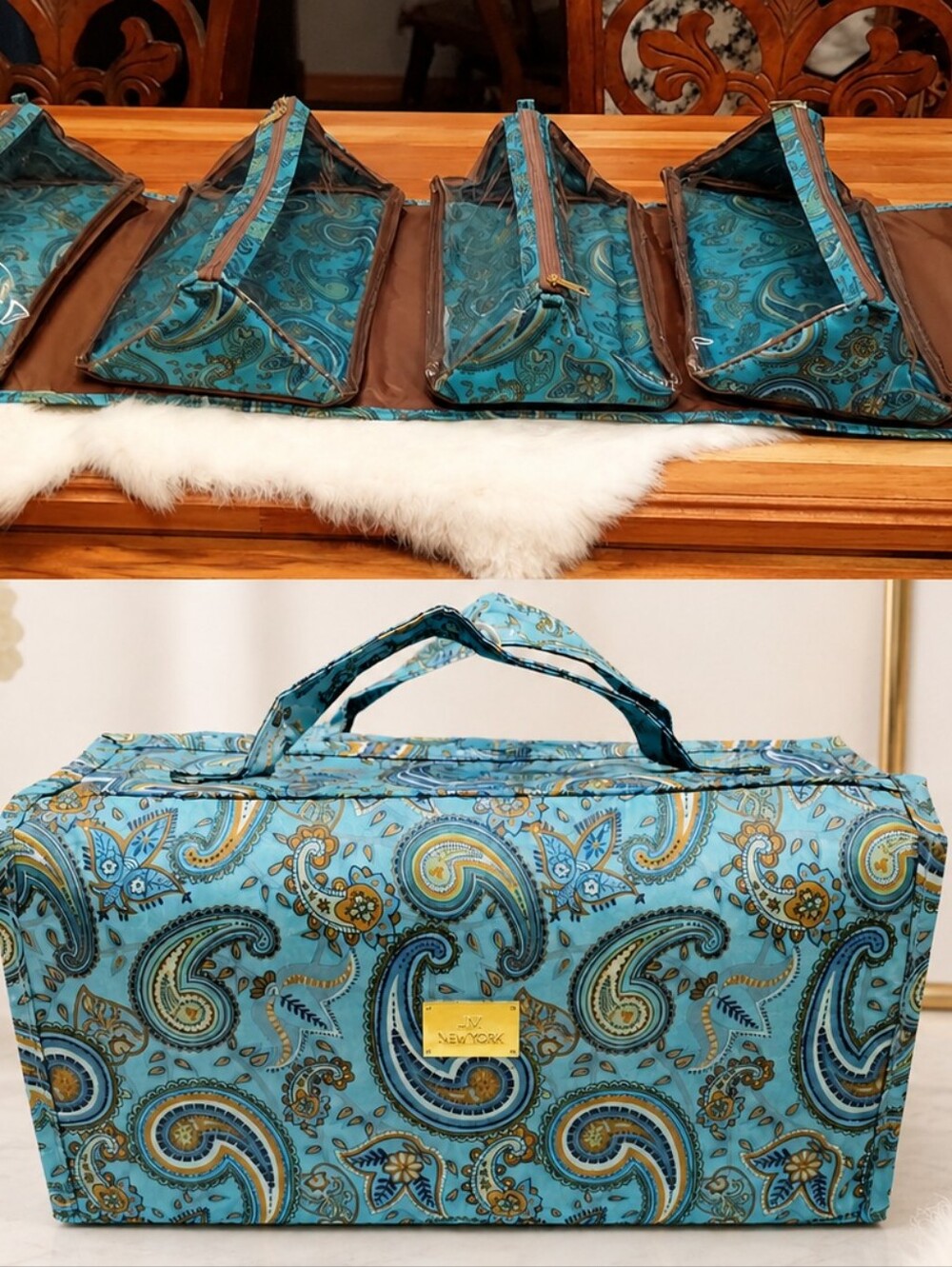JM New York Travel Cosmetic/ Toiletries Bag 4 Deep Zip Pockets